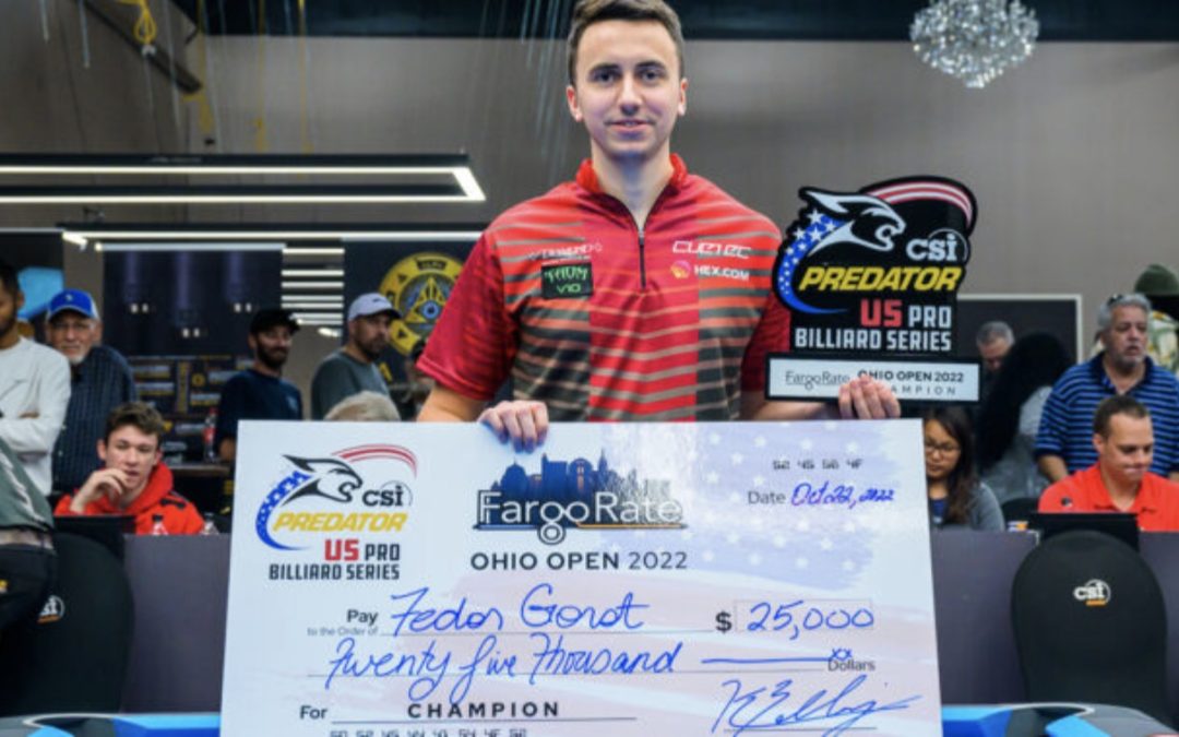 GORST WINS FARGORATE OHIO OPEN FOR THIRD PREDATOR PRO BILLIARD SERIES TITLE